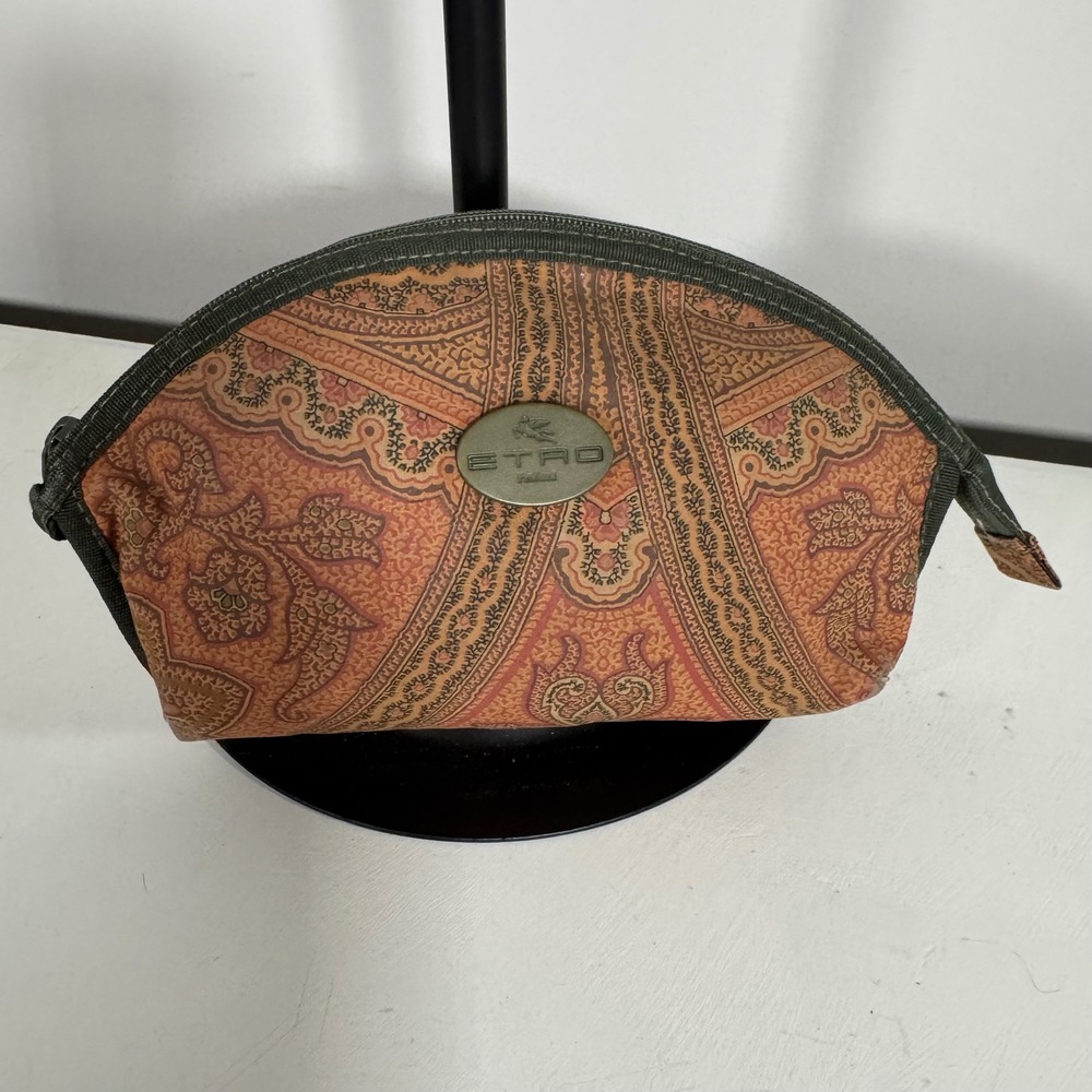 Etro Paisley Print Cosmetic Makeup Bag Pouch Zip Clutch Travel Toiletry